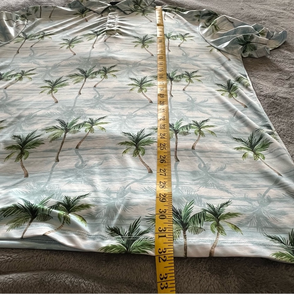Yatta Golf XXL Light Blue Palm-Print Hawaiian Short Sleeve Polo - Picture 8 of 8